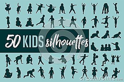 Kids silhouette collection vector Vector Illustration