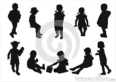 Kids silhouettes Vector Illustration