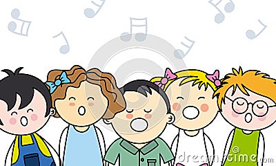 Kids singing Vector Illustration
