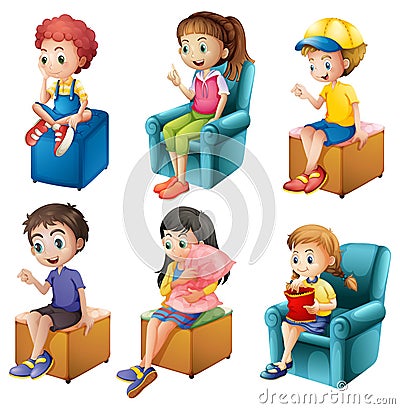 Kids sitting Vector Illustration