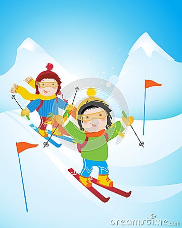 Kids Skiing Stock Image - Image: 7024591