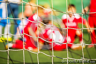 Kids soccer team celebrate goal and victory Stock Photo