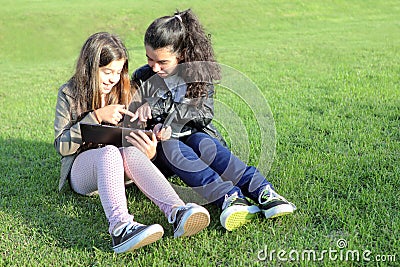 Kids on Social Networks Stock Photo