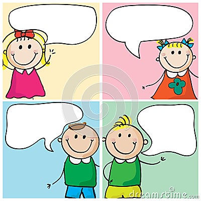 Kids with speech bubbles Vector Illustration