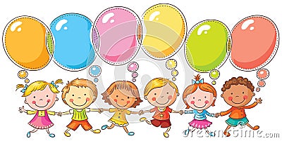 Kids with Speech Bubbles Vector Illustration