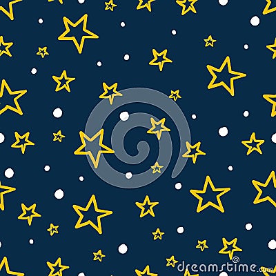 Kids stars seamless background Vector Illustration