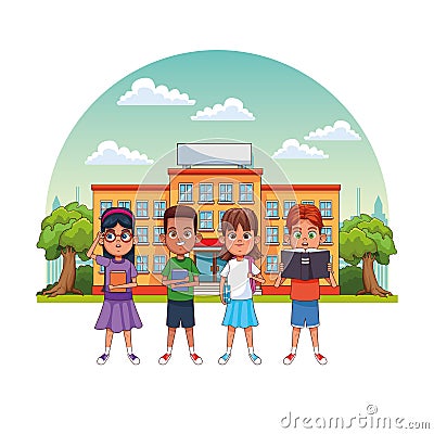 Kids students in school Vector Illustration