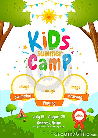 Kids summer camp poster Vector Illustration