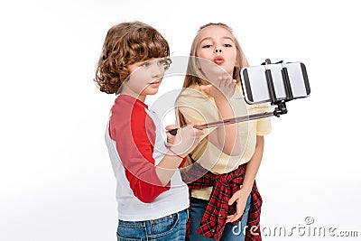 Kids taking selfie Stock Photo