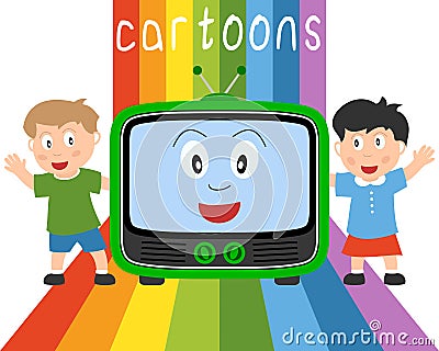Kids & Television - Cartoons Vector Illustration