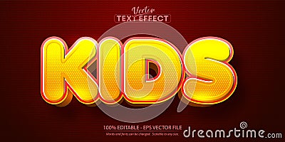 Kids text, cartoon style editable text effect Vector Illustration