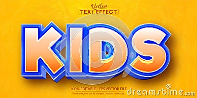 Kids text effect, editable game and cartoon text style Vector Illustration