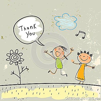 Kids thank you card Vector Illustration