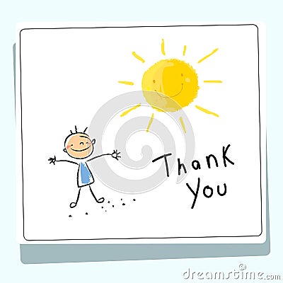 Kids thank you card Vector Illustration