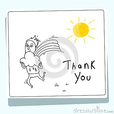 Kids thank you card Vector Illustration