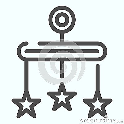 Kids toy mobile line icon. Hanging cot toy vector illustration isolated on white. Baby crib outline style design Vector Illustration