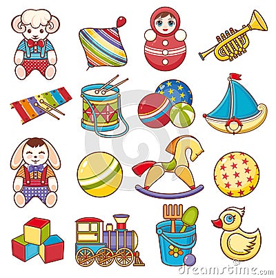 Kids toy set. Baby background. Vector Illustration