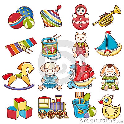 Kids toy set. Baby background. Vector Illustration