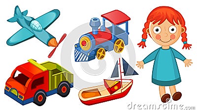 Kids toys isolated on white background vector Vector Illustration