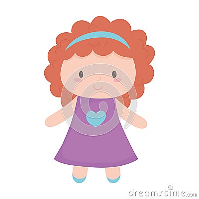 Kids toys little doll cartoon isolated icon design white background Vector Illustration