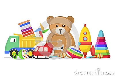 Kids toys set Vector Illustration