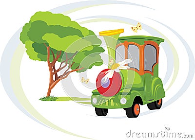 Kids train. Park attraction Vector Illustration