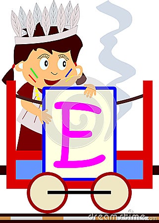 Kids & Train Series - E Cartoon Illustration