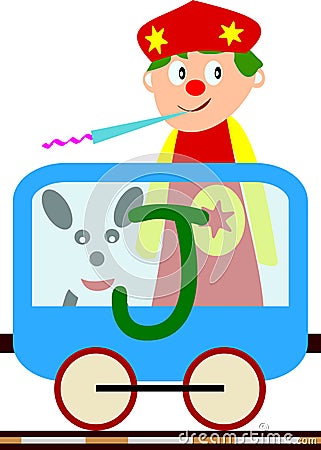 Kids & Train Series - J Cartoon Illustration