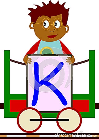 Kids & Train Series - K Cartoon Illustration