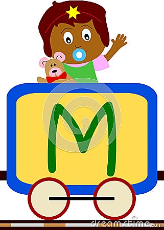 Kids & Train Series - M Cartoon Illustration