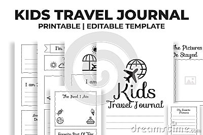 Kids Travel Journal KDP Interior Vector Illustration