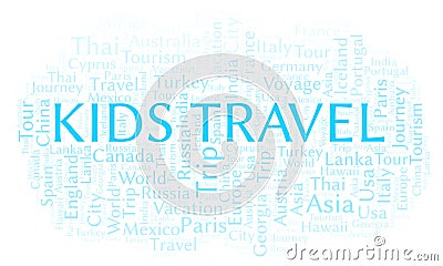 Kids Travel word cloud. Stock Photo