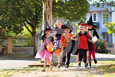 Kids trick or treat. Halloween fun for children Stock Photo