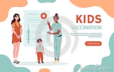 Kids vaccination vector poster Vector Illustration