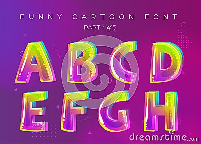 Kids Vector Font in Cartoon Style. Bright and Colorful 3D Letter Stock Photo