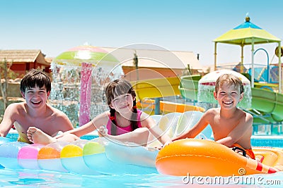 Kids at water park Stock Photo