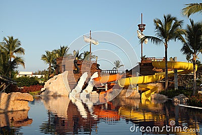 Kids water park with water slides in Dominican Republic, Punta C Stock Photo