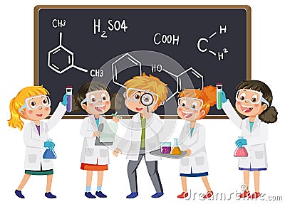 Kids wearing lab coats Vector Illustration