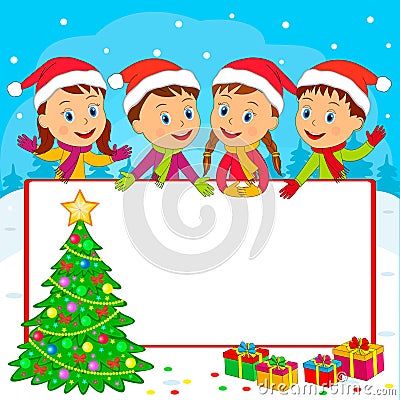 Kids winter frame Vector Illustration