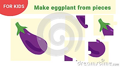Kids worksheet. Education game for children. Eggplant. Vector Illustration