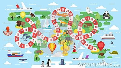 kids world tour board game Vector Illustration