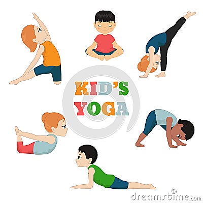 Kids doing yoga. Vector Illustration