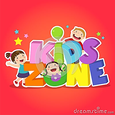 Kids zone banner design. Children playground area Vector Illustration