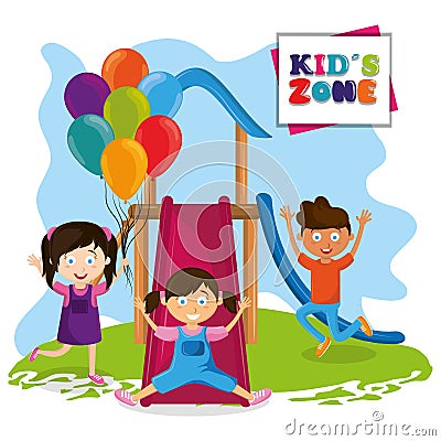 Kids zone children entertaiment cartoons Vector Illustration