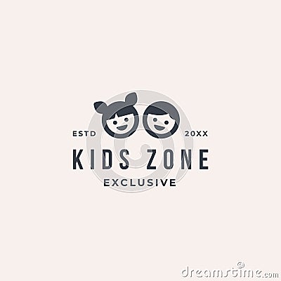 Kids zone logo playing outdoor for kids and children business Vector Illustration