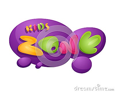 Kids zone. Playroom banner in cartoon style for children play zone. Children playground game room or play area poster Vector Illustration