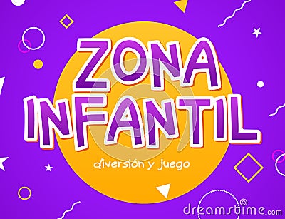 Kids Zone - zona infantil game banner design background. Playground vector child zone sign. Childhood fun room area Vector Illustration