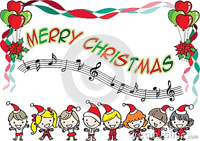 Kidsl with merry christmas Vector Illustration