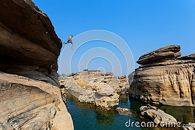 KidsSwimming river Hat Chom Dao ,Grand Canyon ,UBON RATCHATHANI,THAILAND. Editorial Stock Photo