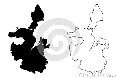 Kiel City Federal Republic of Germany, Schleswig-Holstein map vector illustration, scribble sketch City of Kiel map Vector Illustration